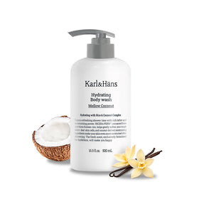 Karl&Häns front packaging showing mellow coconut bottle and benefits