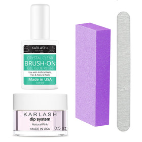 Karlash front packaging showing natural pink kit and tools for quick repair benefit