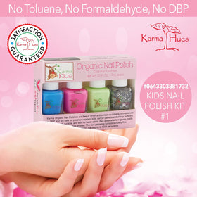 karma organic kid applying polish under adult supervision for safe, fun use