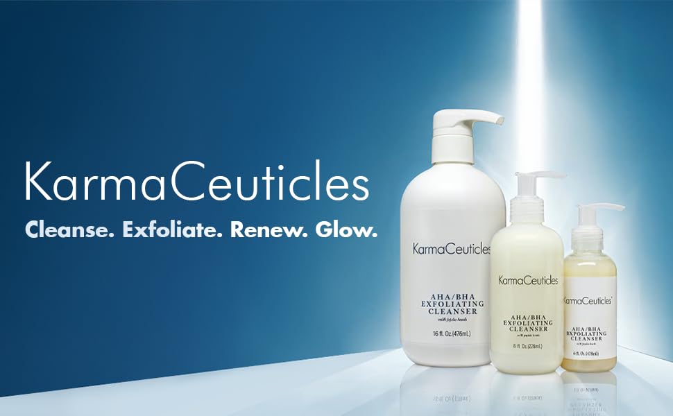 KarmaCeuticles before and after texture mockup showing clearer skin