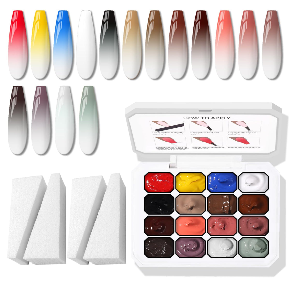 Karroy front packaging showing full 16-color gel set and benefits