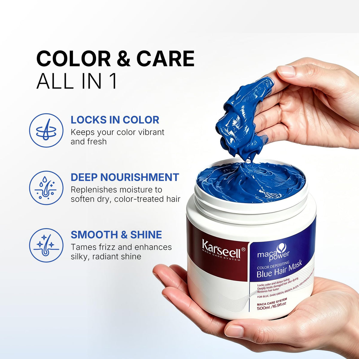 Karseell being applied to damp bleached hair to deposit color and condition