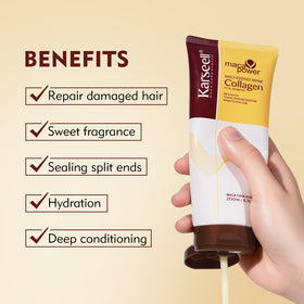 Karseell being applied to damp hair to show detangling and smoothing