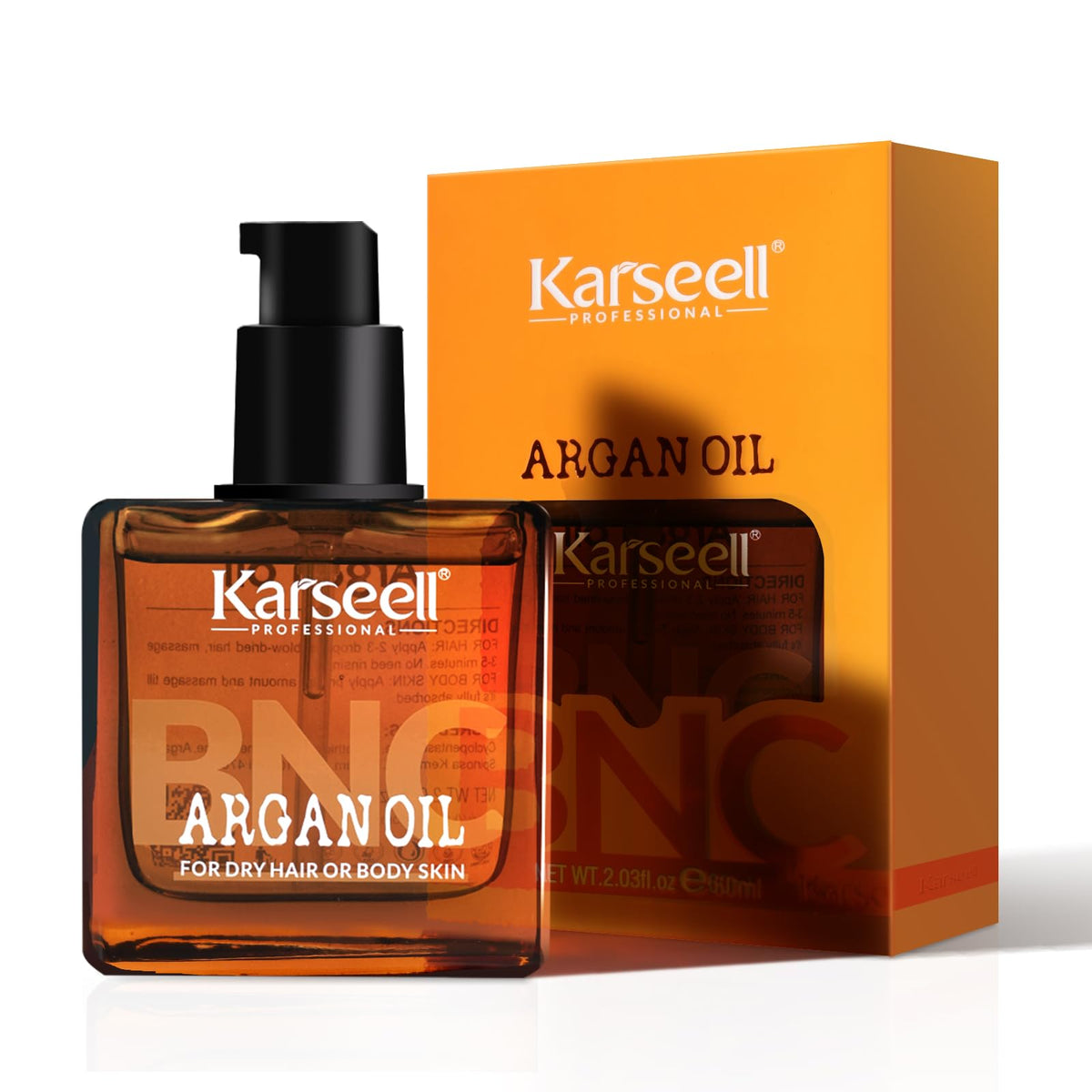 Karseell argan oil front bottle showing label and 60mL size for daily shine