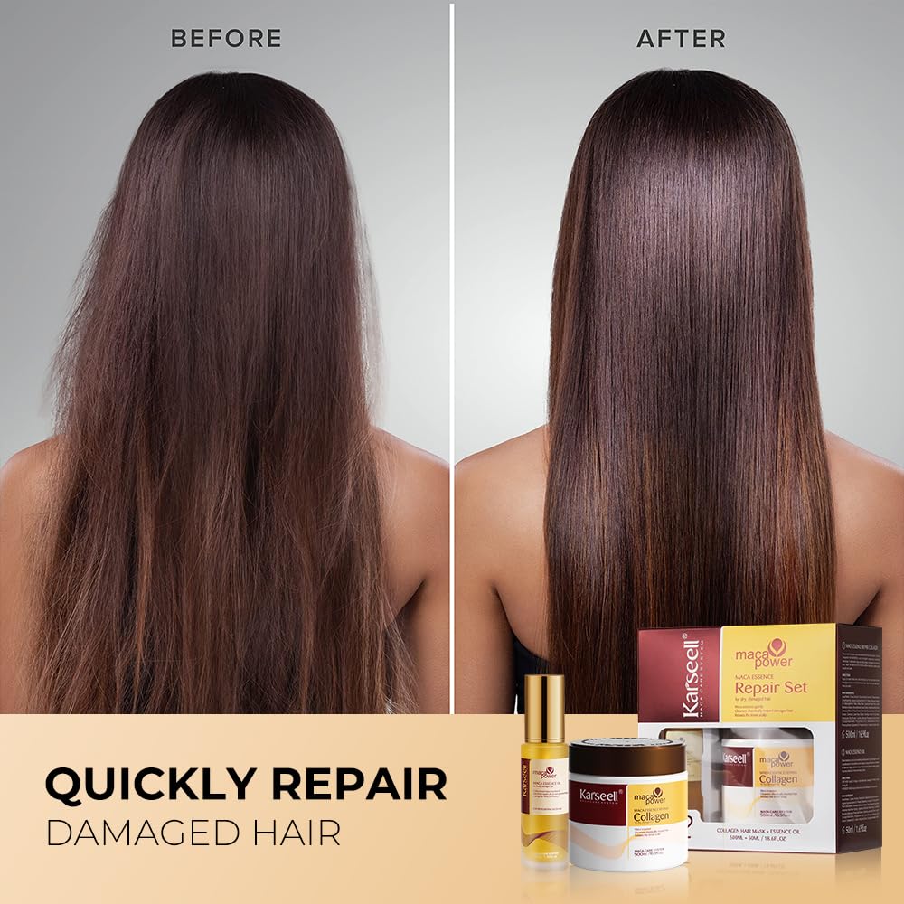 Karseell before and after strand comparison showing visible smoothing effect
