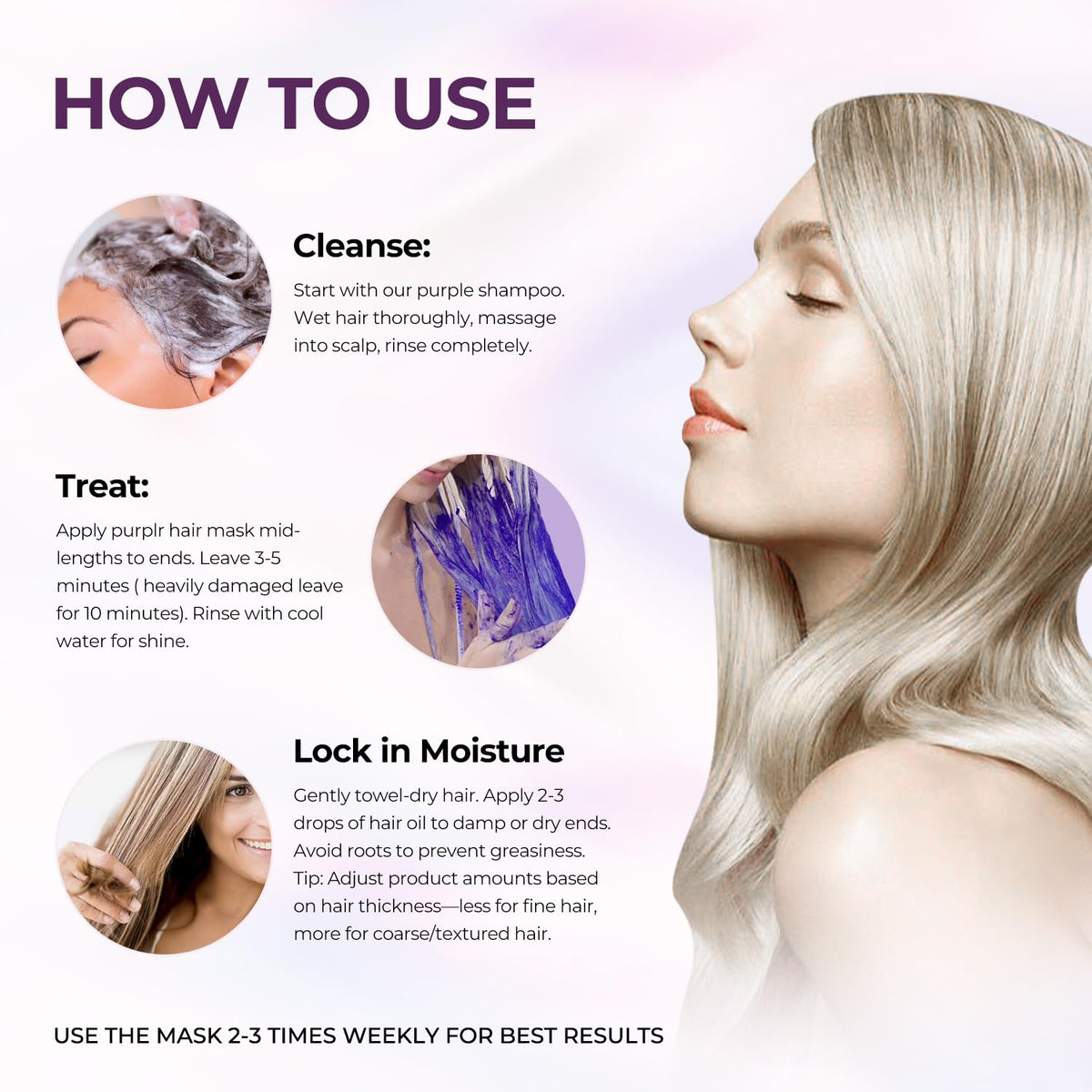 Karseell before and after tone comparison on blonde hair, reduces brassiness