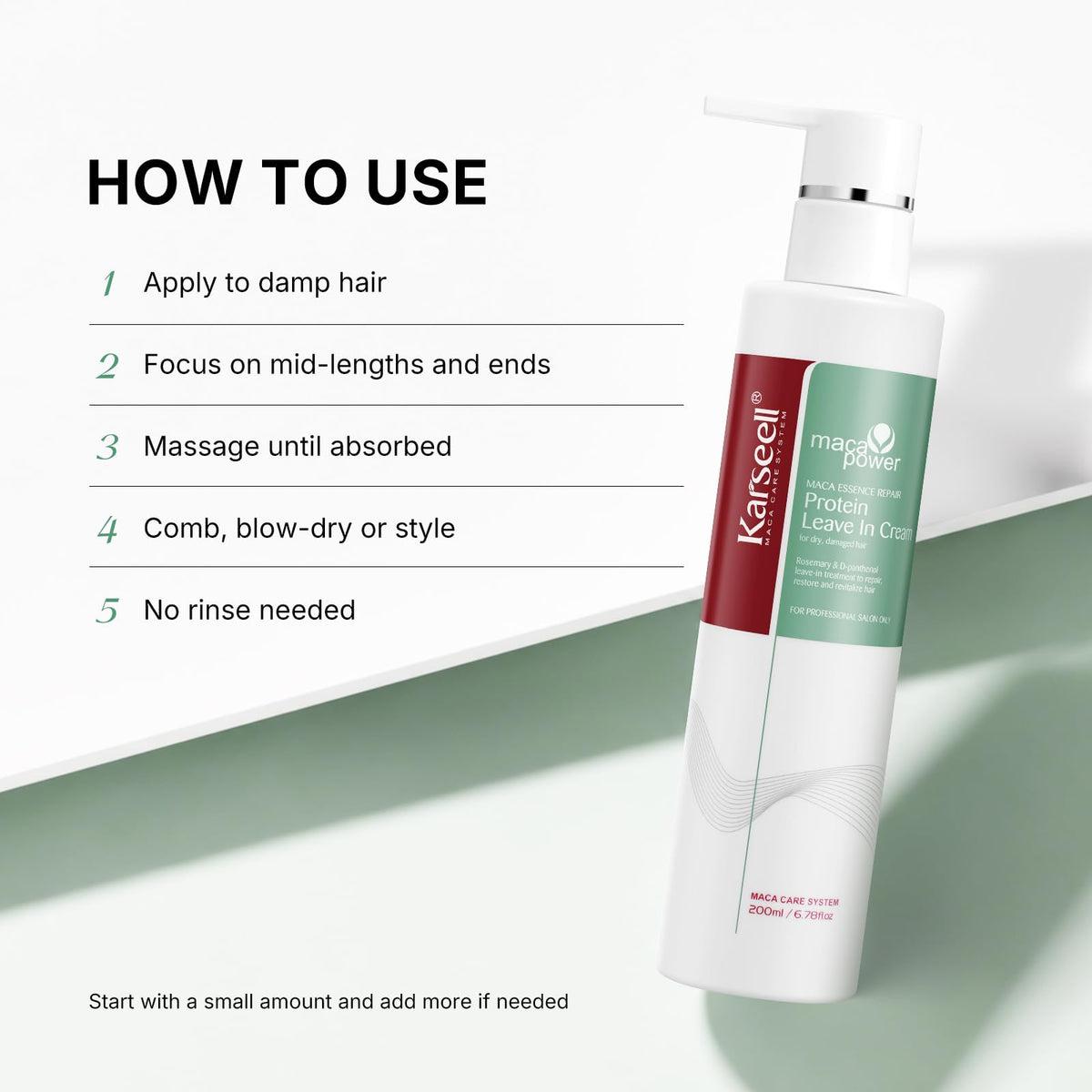 Karseell bottle label detail showing ingredients and usage benefits at a glance