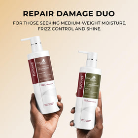 Karseell conditioner applied to hair ends, shows detangling and smoothing benefit
