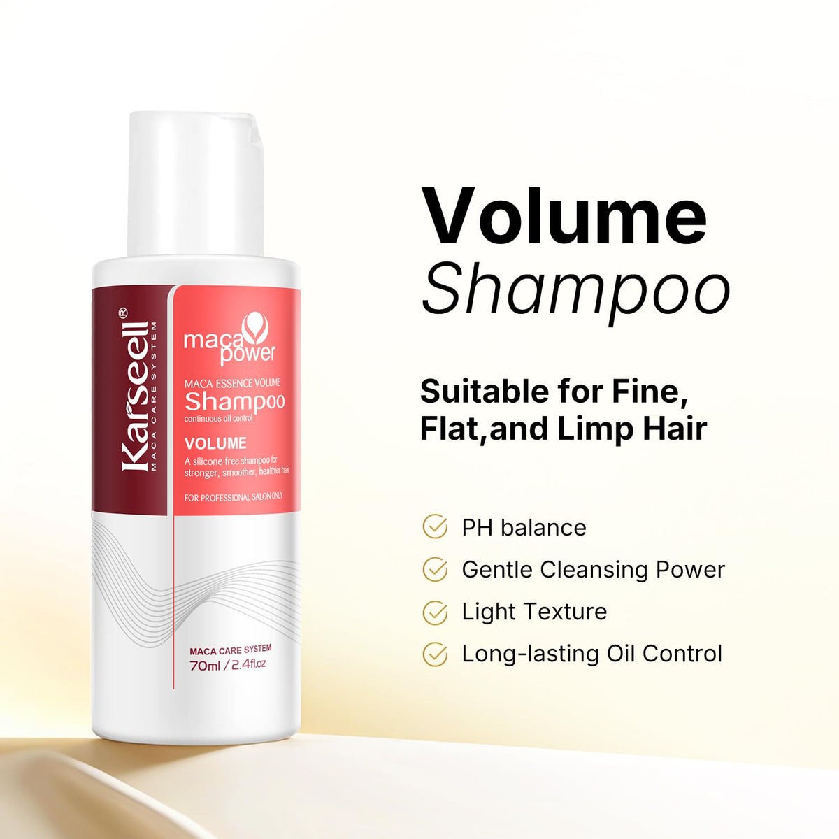 Karseell conditioner bottle pouring texture demonstrates smoothing effect