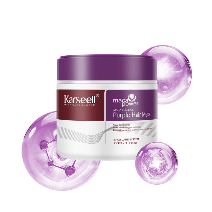 Karseell front packaging showing 100ml jar and violet mask for tone correction and shine