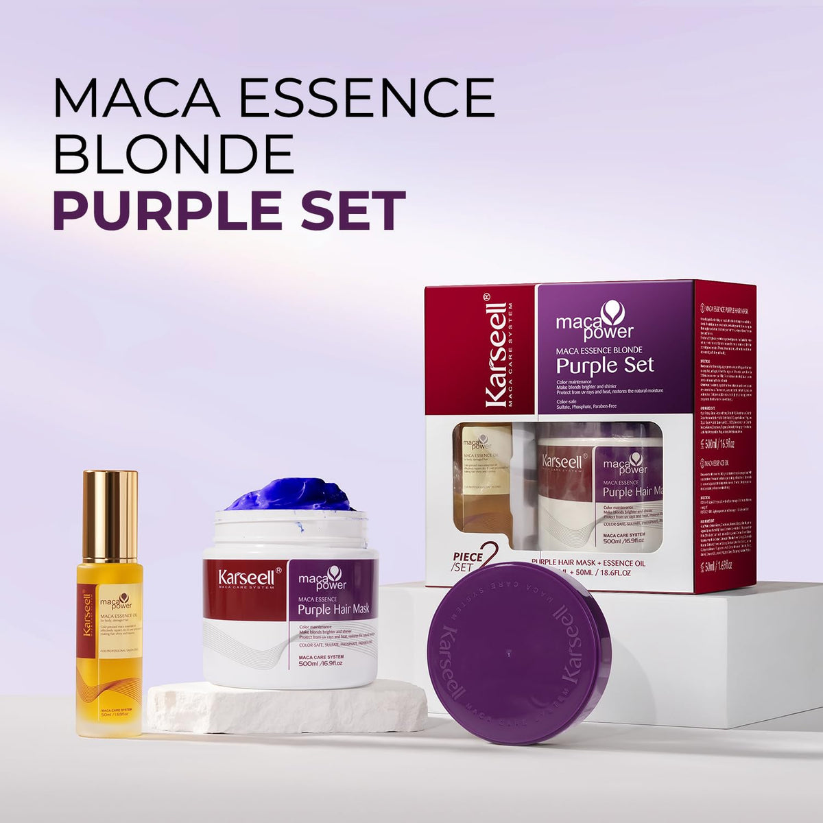 Karseell mask texture close-up showing violet cream, aids brass-neutralizing