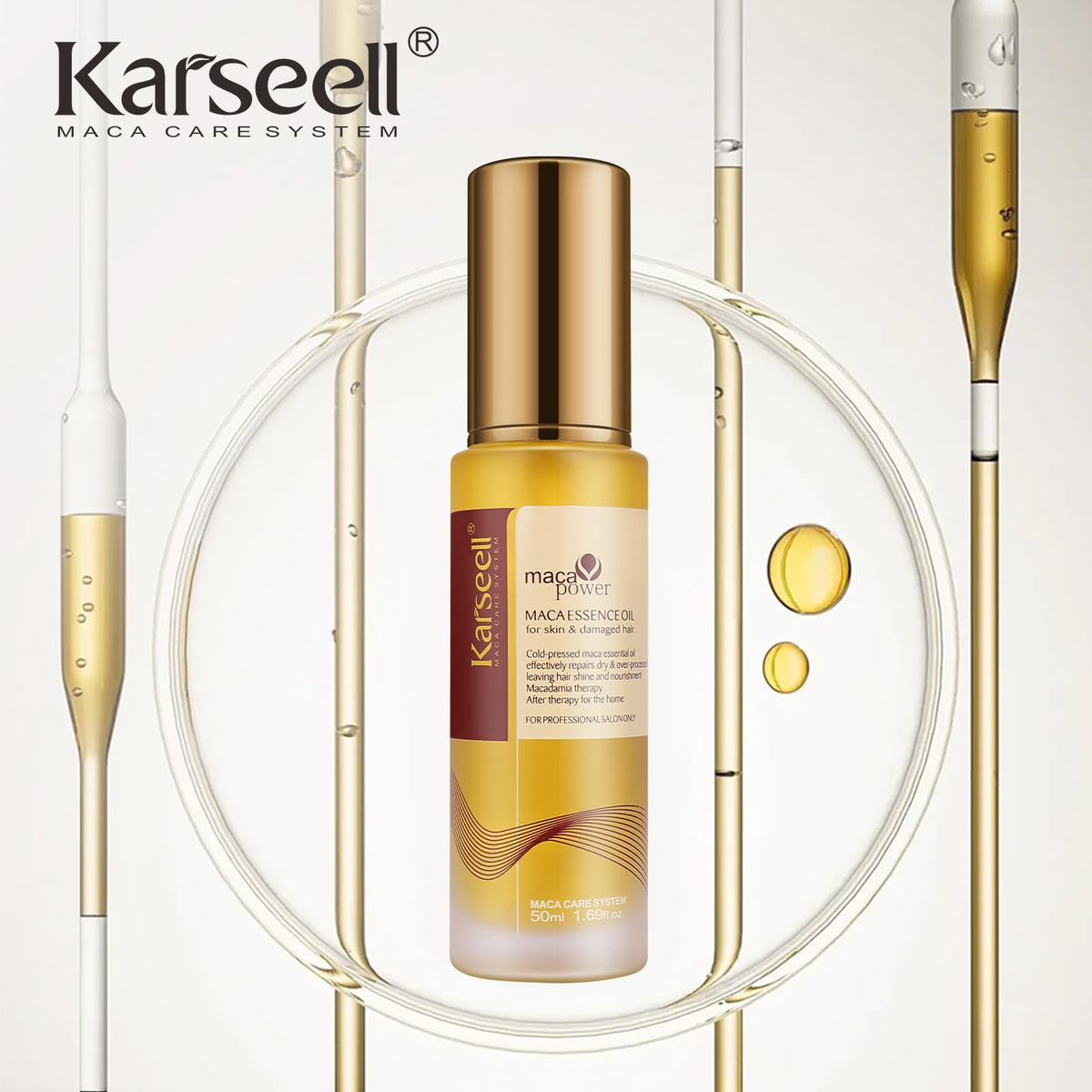 Karseell pipette dispensing oil demonstrating precise, no-waste application benefit