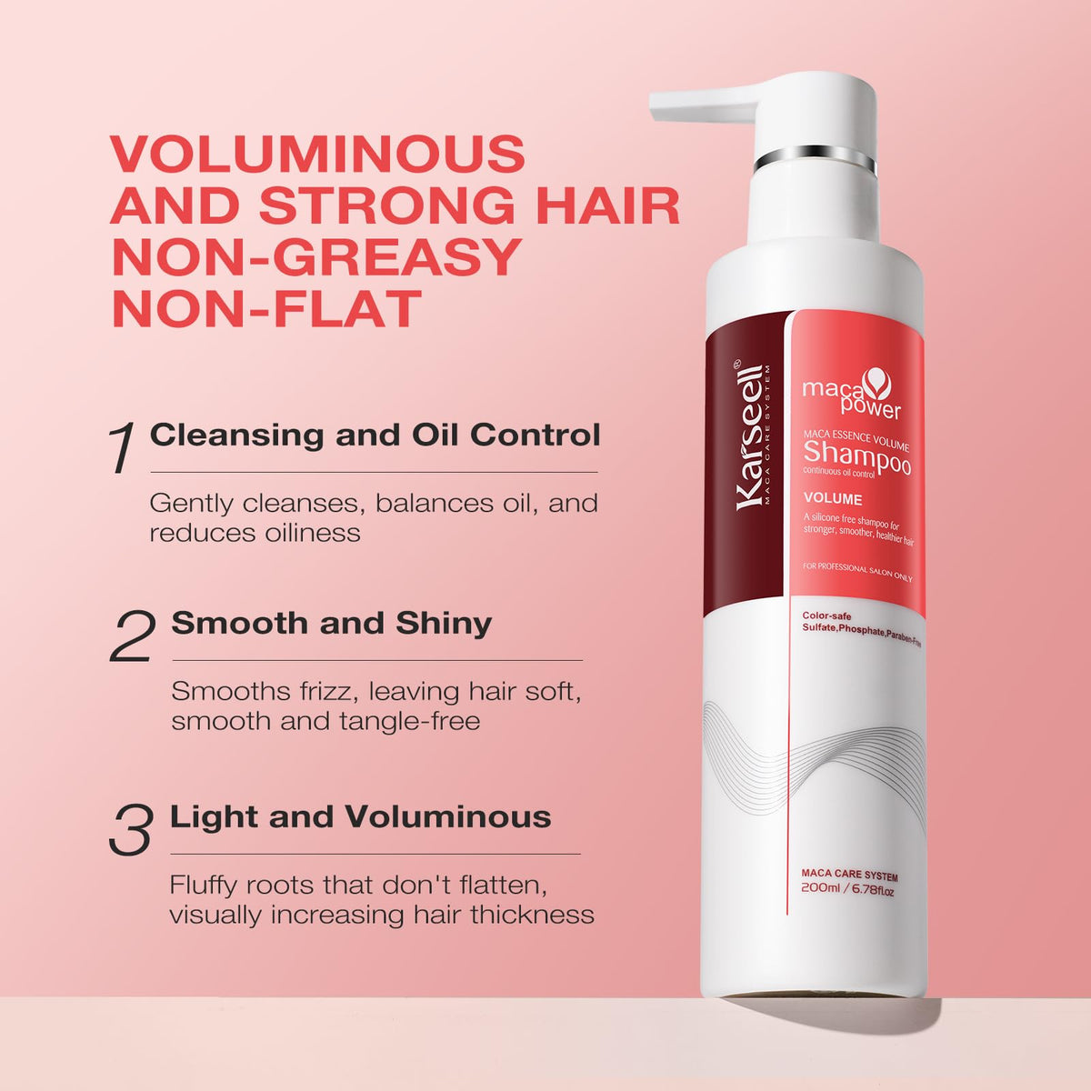 Karseell shampoo pour and foam texture demonstrating lightweight lather