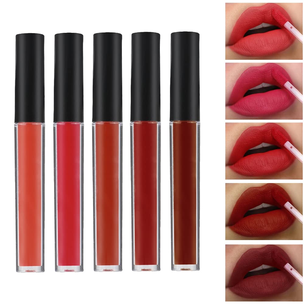 KARUIZI five lip glosses lined up showing glossy finishes for layered color