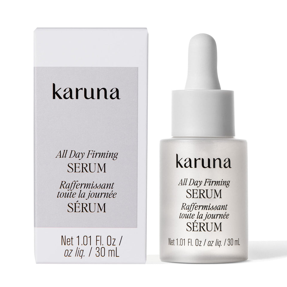 Karuna front bottle showing elegant packaging and visible product benefit