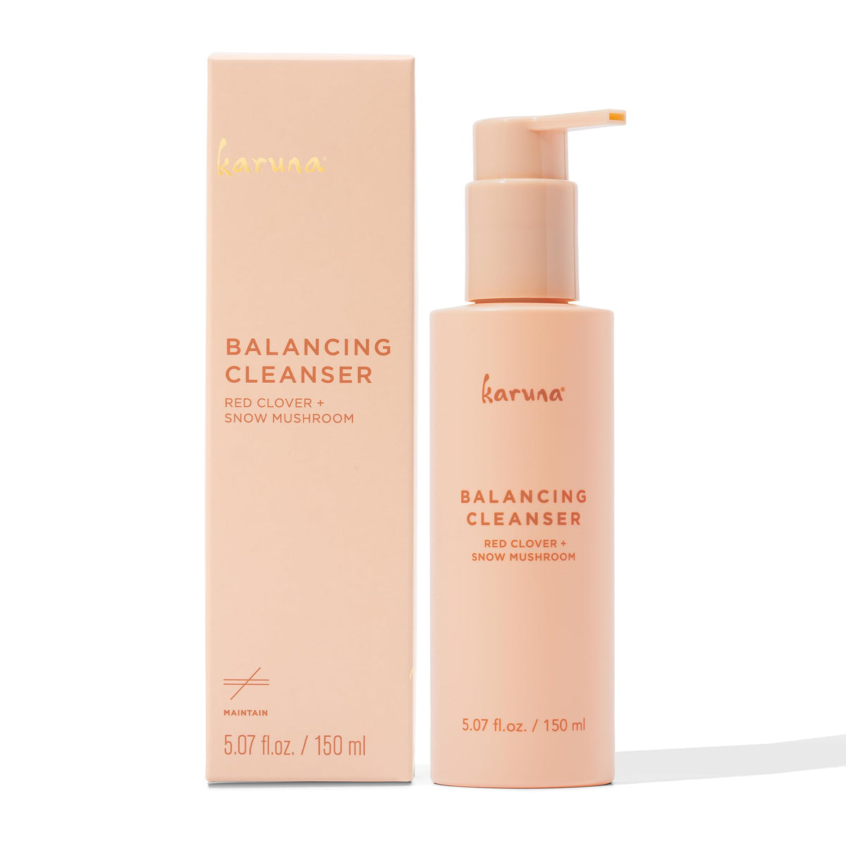 Karuna front packaging showing cleanser and gentle benefit