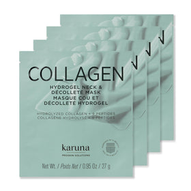 Karuna front packaging showing 4-pack neck masks and benefit of targeted hydration
