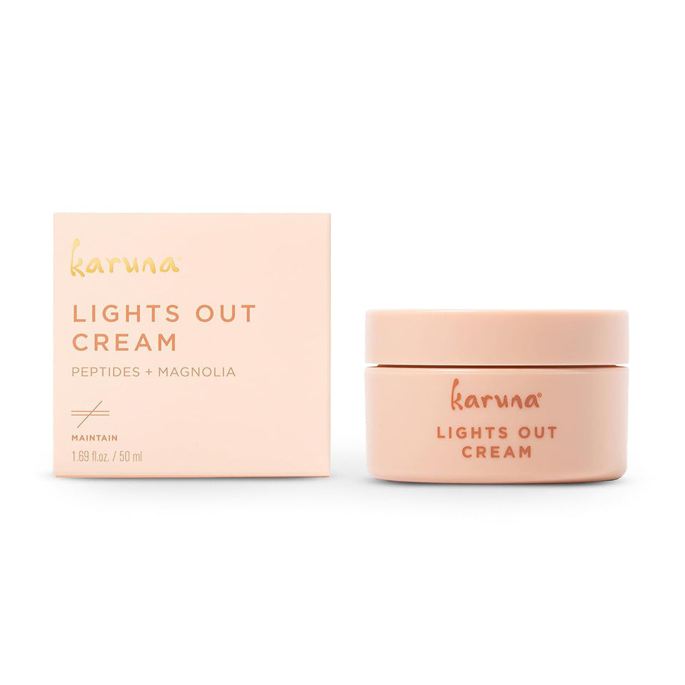 Karuna jar front view showing label and non-greasy finish benefit