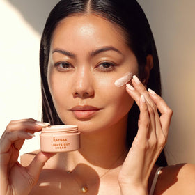 Karuna cream texture close-up demonstrating rich hydration benefit