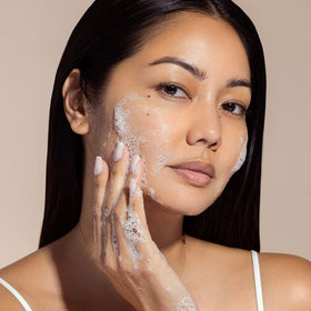 Karuna pump dispensing low-foaming lather for easy cleansing