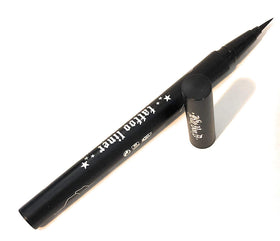 Kat Von D application on model eye demonstrating crisp waterproof wing