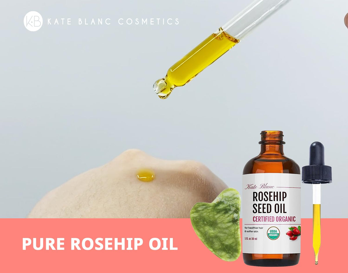 Kate Blanc Cosmetics oil dropper dispensing lightweight texture for easy facial massage