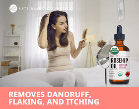Kate Blanc Cosmetics on bathroom shelf in a skincare routine setting