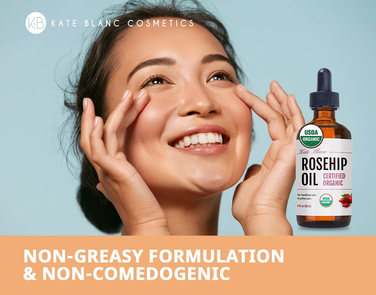 Kate Blanc Cosmetics drop of oil pouring to show texture and absorption
