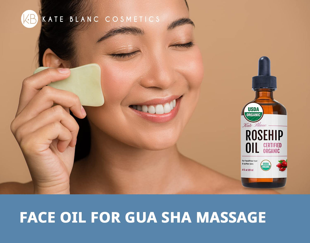 Kate Blanc Cosmetics oil rubbed into skin illustrating fast-absorbing finish