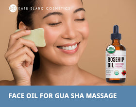 Kate Blanc Cosmetics oil rubbed into skin illustrating fast-absorbing finish