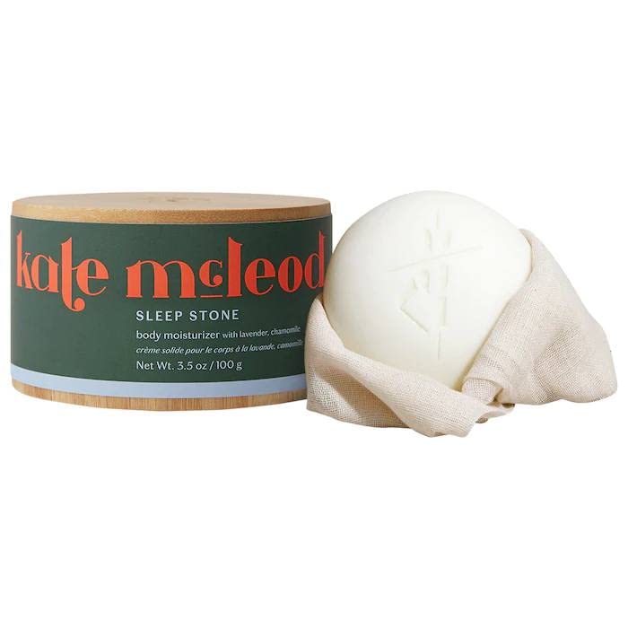Kate McLeod Sleep Stone front packaging showing compact starter kit and calm benefit
