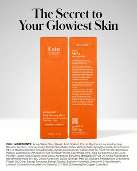 Close-up of papaya pineapple pumpkin enzymes label on Kate Somerville bottle showing natural exfoliants