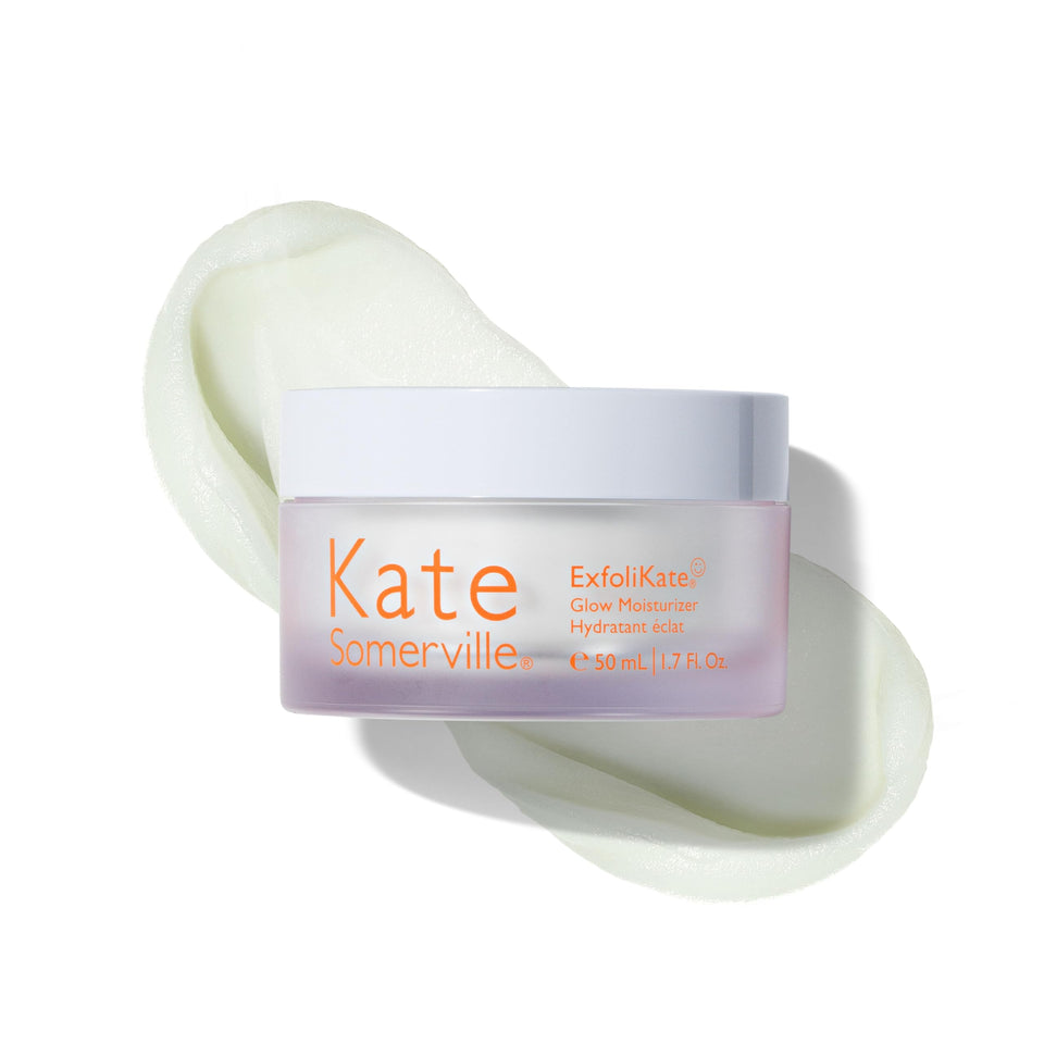 Kate Somerville jar front view shows sleek packaging and immediate glow benefit