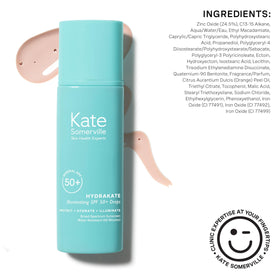Kate Somerville bottle on vanity with mirror showing daily routine convenience benefit