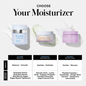 Kate Somerville moisturizer in bathroom routine demonstrating twice-daily use benefit