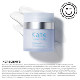 Kate Somerville cream on hand indicating smooth finish and quick absorption benefit