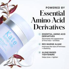Kate Somerville moisturizer texture close-up illustrating lightweight, fast-absorbing cream