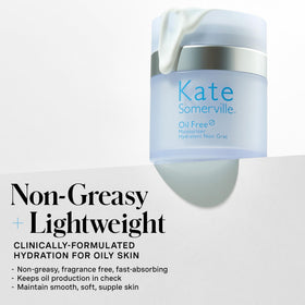 Kate Somerville cream being dispensed to show easy application and non-greasy feel
