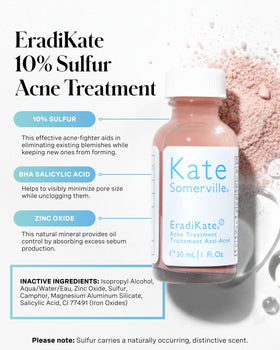 Kate Somerville pink sediment detail in bottle illustrating active ingredients and potency