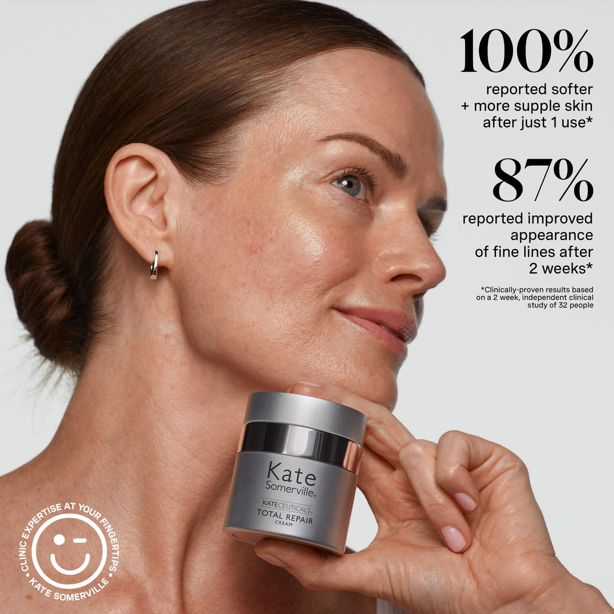 Kate Somerville cream on hand demonstrating spreadability and hydrating finish