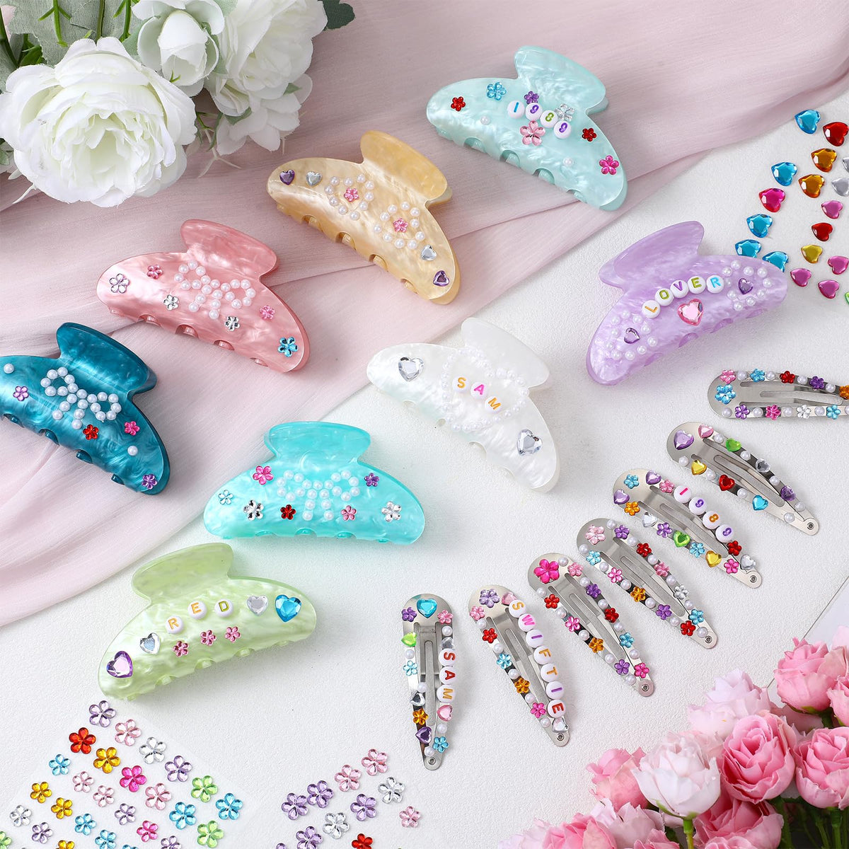 Kathfly colorful alphabet and number charms close-up for personalized wording