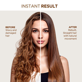 KATIVA application tools and product being used for at-home straightening