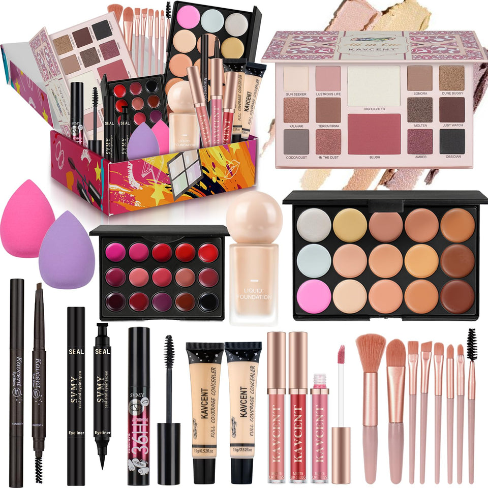 KAVCENT front packaging showing full makeup kit, neat gift presentation and convenience