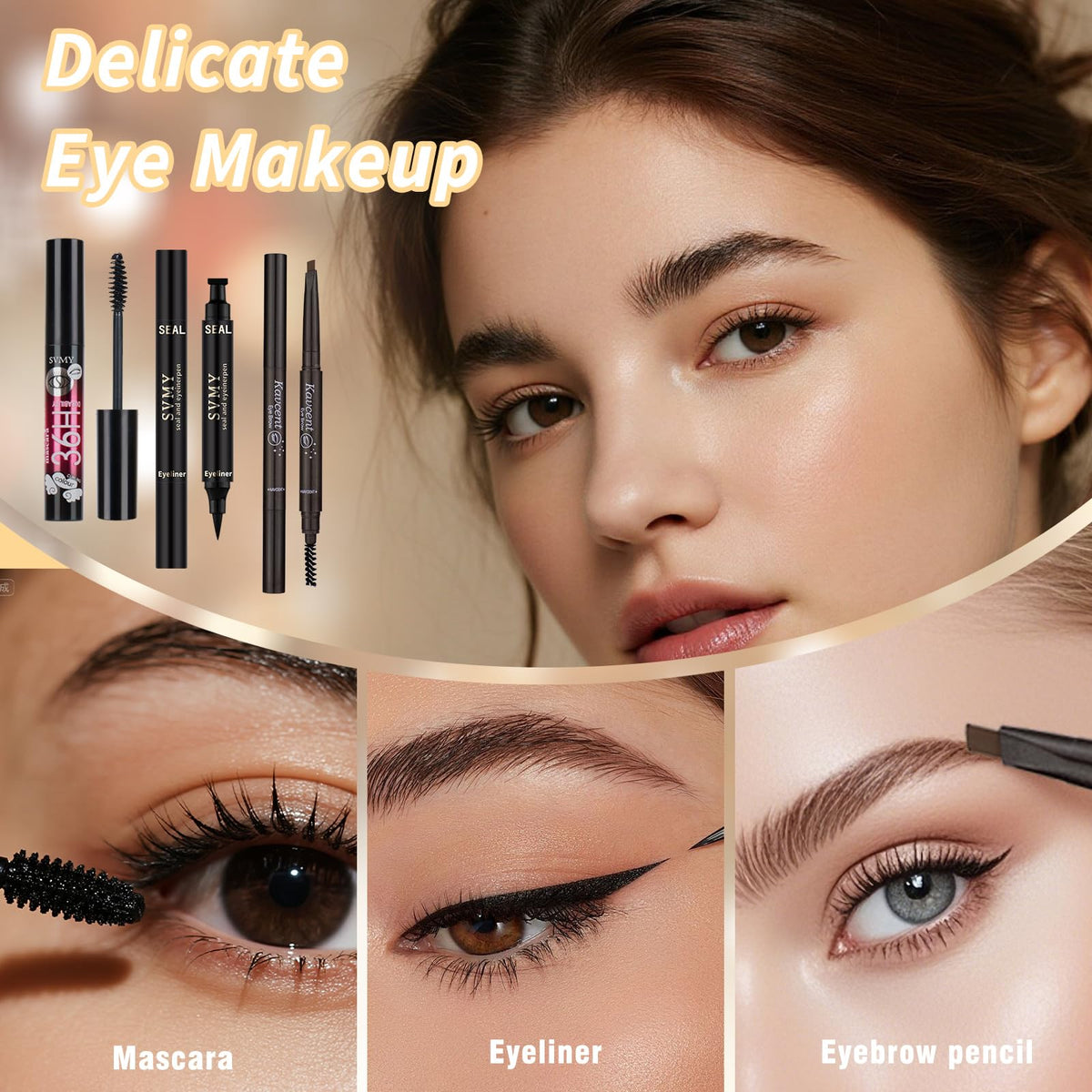 KAVCENT makeup brushes and tools arranged for simple application