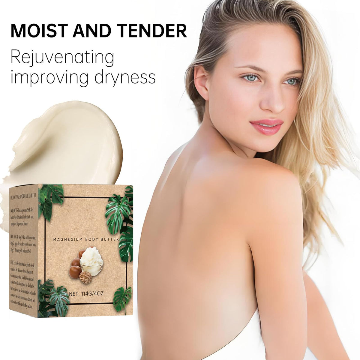 KAVLEE open jar displaying thick magnesium butter texture for deep moisturization