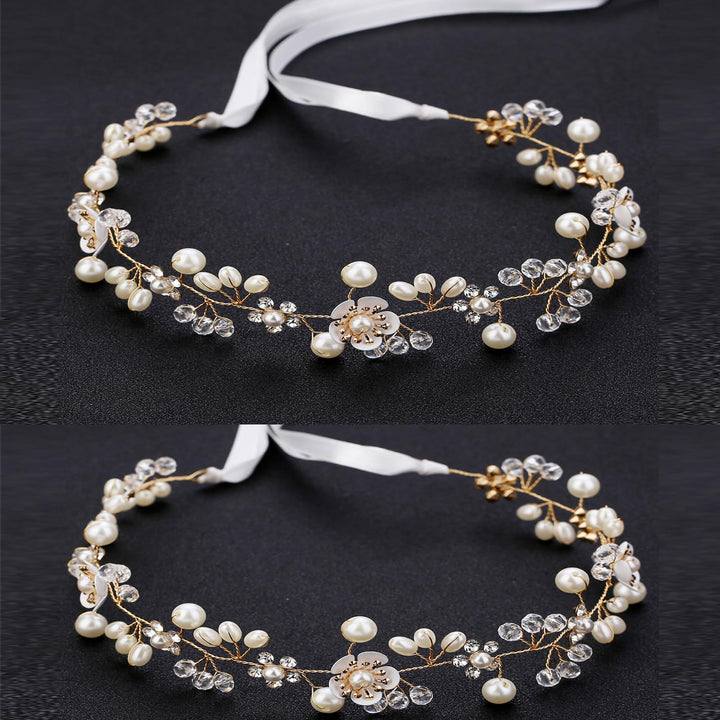 KAYZON gold headband front view showing elegant shape and sparkle benefit
