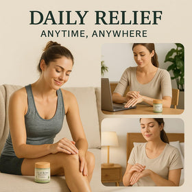 Applying KBSBUBB cream to knee for targeted joint comfort after activity