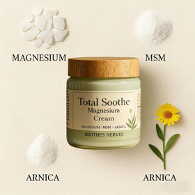 KBSBUBB ingredients display including MSM and arnica highlighting soothing support