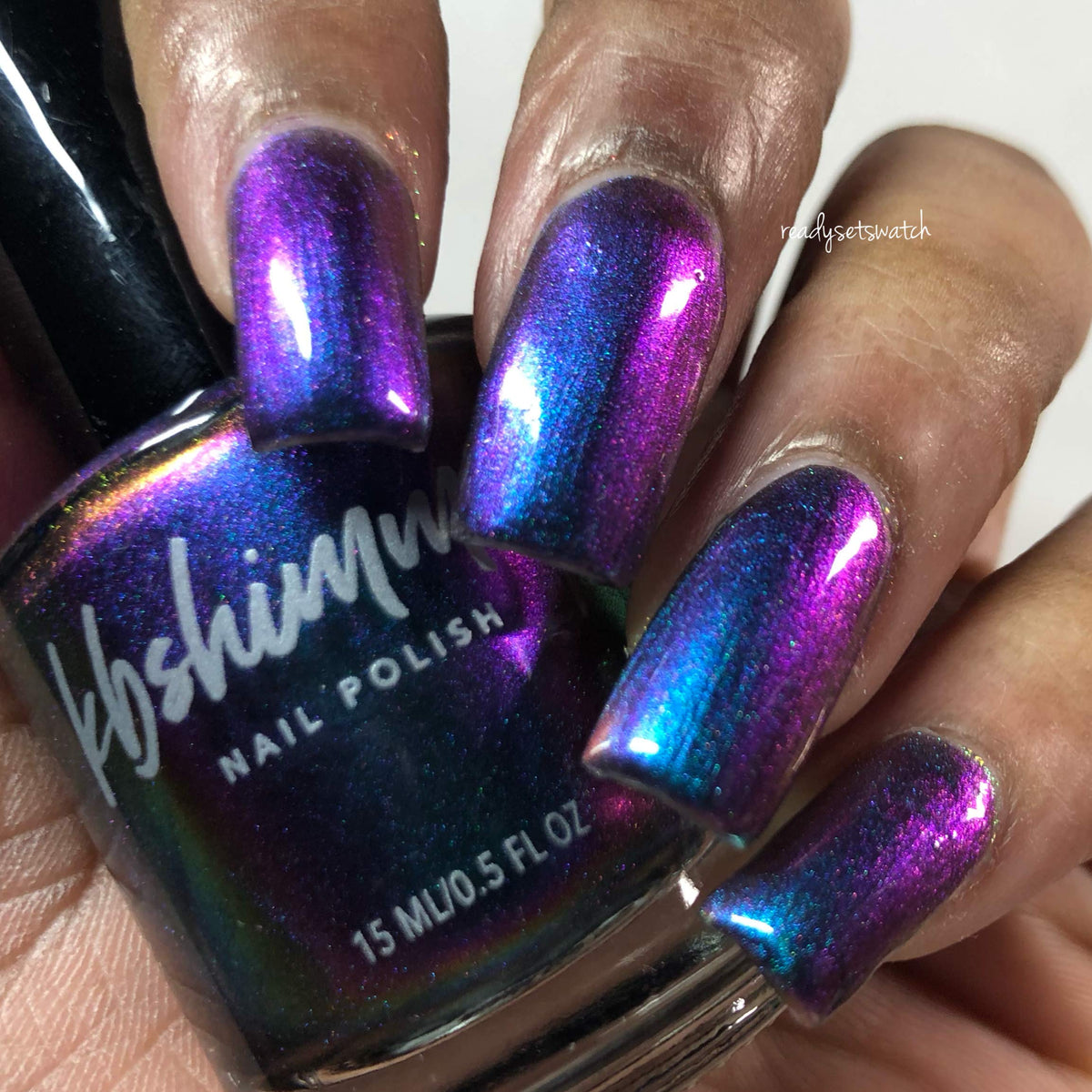 KBShimmer with top coat before and after showing improved shine and durability