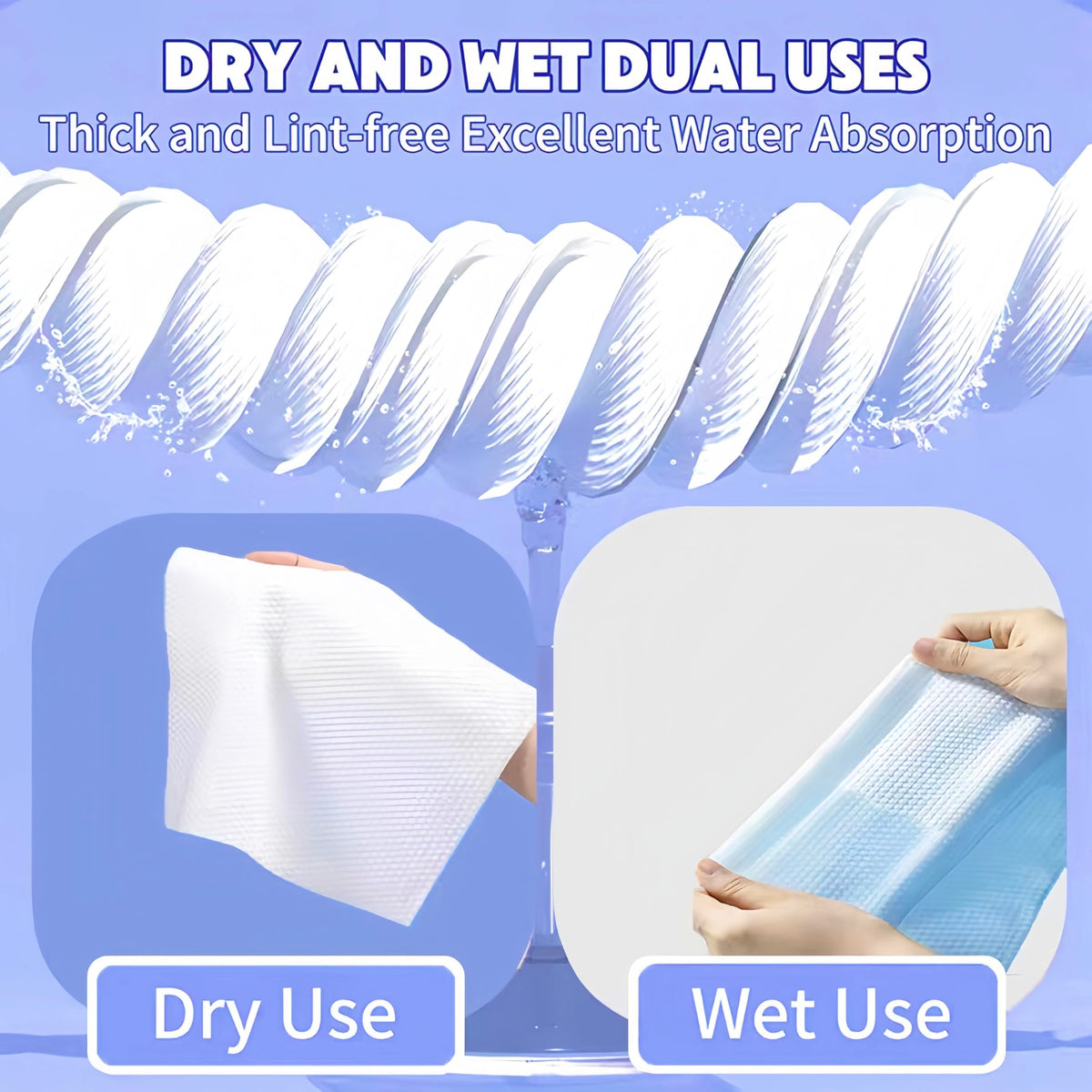 KeeiZoes single towel laid flat displaying 7.9x7.9 inch cotton sheet and lint-free feel